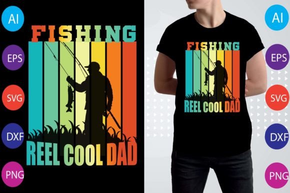Fishing Reel Cool Dad Retro Graphics & T-Shirt Designs