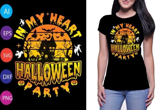 In MY HEART Halloween Party Retro Tshirt Graphics