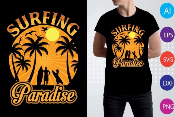 Surfing Paradise Retro Graphics for T-Shirt Designs
